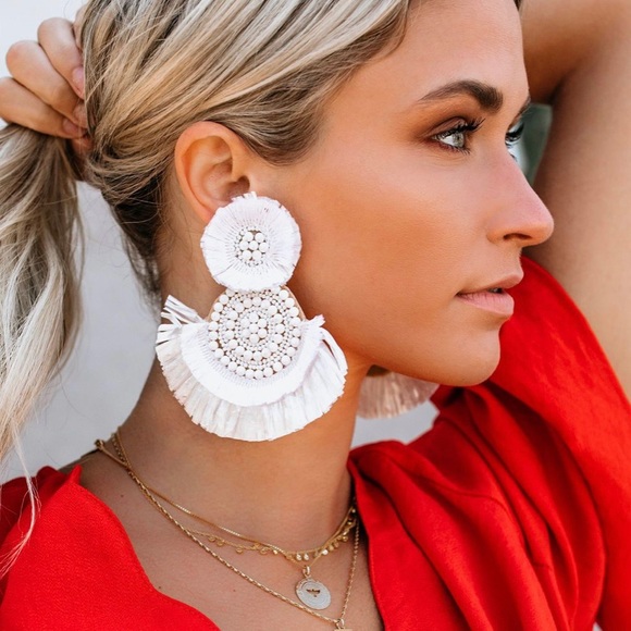 Vici Jewelry - Vici Key West White super fringe earrings